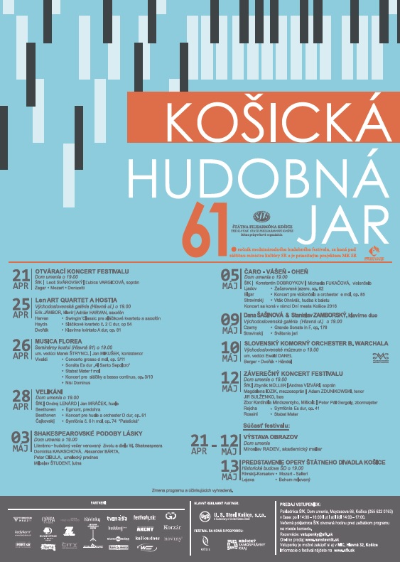 Program 61. ročníka festivalu Košická hudobná jar 2016